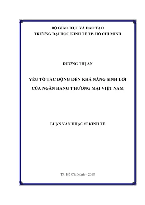 Luận văn yếu tố tác động đến khả năng sinh lời của ngân hàng thương mại việt nam