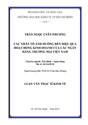 Luận văn các nhân tố ảnh hưởng đến hiệu quả hoạt động kinh doanh của ngân hàng thương mại việt nam
