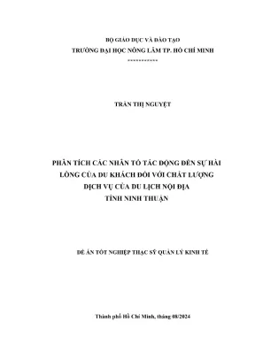 Luận văn thạc sĩ quản lý kinh tế phân tích các nhân tố tác động đến sự hài lòng của du khách đối với chất lượng dịch vụ của du lịch nội địa tỉnh ninh thuận