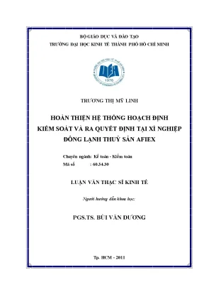 Luận văn hoàn thiện hệ thống hoạch định kiểm soát và ra quyết định tại xí nghiệp đông lạnh thủy sản afiex