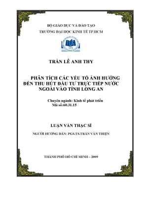 Luận văn phân tích các yếu tố ảnh hưởng đến thu hút đầu tư trực tiếp nước ngoài vào tỉnh long an