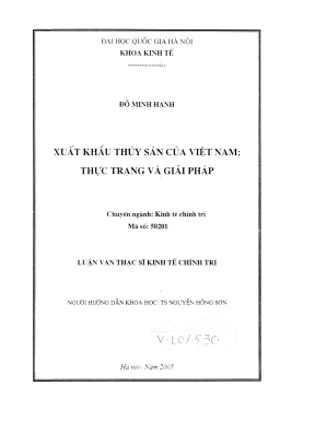 Luận văn thạc sĩ kinh tế chính trị xuất khẩu thủy sản của việt nam thực trạng và giải pháp