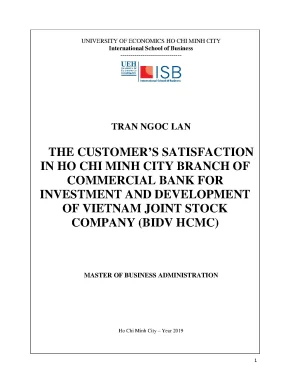 Luận văn the customers satisfaction in ho chi minh city branch of commercial bank for investment and development of vietnam joint stock company bidv hcm