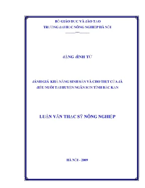 Đánh giá khả năng sinh sản và cho thịt của đà điểu nuôi tại huyện ngân sơn tỉnh bắc cạn