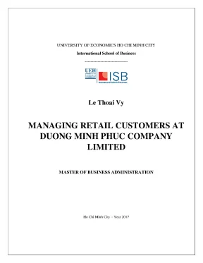 Luận văn managing retail customers at duong minh phuc company limited