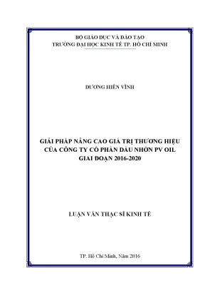 Luận văn giải pháp nâng cao giá trị thương hiệu của công ty cổ phần dầu nhờn pv oil giai đoạn 2016 2020