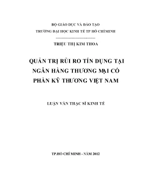 Luận văn quản trị rủi ro tín dụng tại ngân hàng thương mại cổ phần kỹ thương việt nam