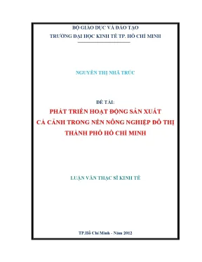 Luận văn phát triển hoạt động sản xuất cá cảnh trong nền nông nghiệp đô thị thành phố hồ chí minh