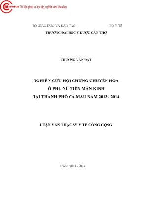 1353 nghiên cứu hội chứng chuyển hóa ở phụ nữ tiền mãn kinh tại tp cà mau năm 2013 2014