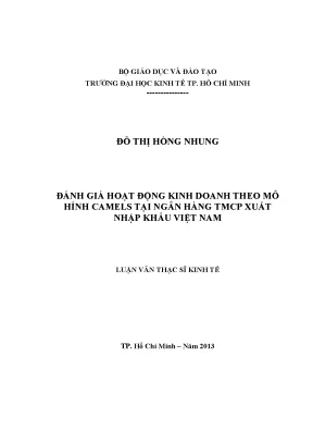 Luận văn đánh giá hoạt động kinh doanh theo mô hình camels tại ngân hàng tmcp xuất nhập khẩu việt nam