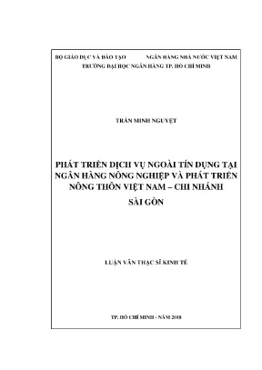 Luận văn thạc sĩ phát triển dịch vụ ngoài tín dụng tại ngân hàng nông nghiệp và phát triển nông thôn việt nam chi nhánh sài gòn