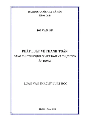 Pháp luật về thanh toán bằng thư tín dụng ở việt nam và thực tiễn áp dụng