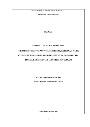 Luận văn innovative work behavior the role of participative leadership external work contacts and self leadership skills in information technology service industry in vietnam