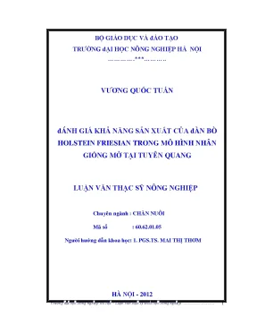 Đánh giá khả năng sản xuất của đàn bò holstein friesian trong mô hình nhân giống mở tại tuyên quang