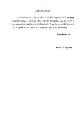 Giải pháp hoàn thiện công tác đánh giá nhân sự tại hệ thống giáo dục ban mai quận hà đông thành phố hà nội