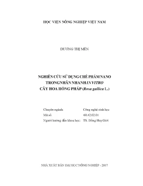 Nghiên cứu sử dụng chế phẩm nano trong nhân nhanh in vitro cây hoa hồng pháp rose gallica l