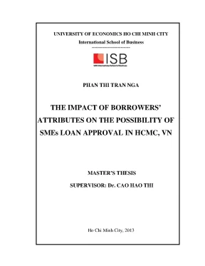 Luận văn the impact of borrowers attributes on the possibility of smes loan approval in hcmc viet nam