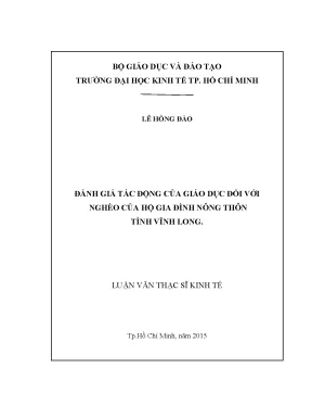Luận văn đánh giá tác động của giáo dục đối với nghèo của hộ gia đình nông thôn tỉnh vĩnh long