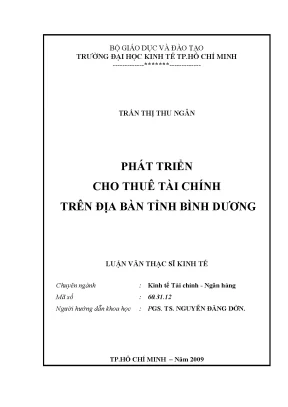 Luận văn phát triển cho thuê tài chính trên địa bàn tỉnh bình dương