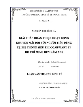 Luận văn giải pháp hoàn thiện hoạt động khuyến mãi đối với người tiêu dùng tại hệ thống siêu thị co opmart thành phố hồ chí minh đến năm 2020