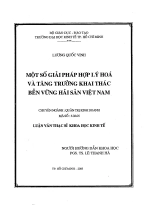 Luận văn một số giải pháp hợp lý hóa và tăng trưởng khai thác bền vững hải sản việt nam