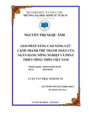 Luận văn giải pháp nâng cao năng lực cạnh tranh thẻ thanh toán của ngân hàng nông nghiệp và phát triển nông thôn việt nam