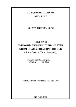 Việt nam với nghĩa vụ pháp lý thành viên nhóm châu á thái bình dương về chống rửa tiền apg