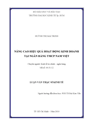 Luận văn nâng cao hiệu quả hoạt động kinh doanh tại ngân hàng thương mại cổ phần nam việt luận văn thạc sĩ
