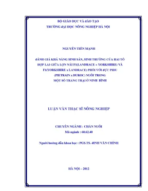 Đánh giá khả năng sinh sản sinh trưởng của hai tổ hợp lai giữa lợn nái f1 landrace x yorkshire và f1 yorkshirre x landrace phối với đực fidu pietrain x duroc nuôi trong