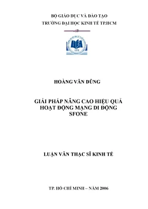 Luận văn giải pháp nâng cao hiệu quả hoạt động mạng di động sfone