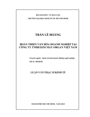 Luận văn hoàn thiện văn hóa doanh nghiệp tại công ty tnhh kim may organ việt nam