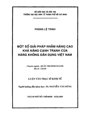 Luận văn một số giải pháp nhằm nâng cao khả năng cạnh tranh của hàng không dân dụng việt nam