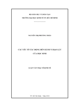 Luận văn các yếu tố tác động đến hành vi bạo lực của học sinh