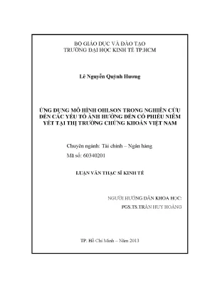 Luận văn ứng dụng mô hình ohlson trong nghiên cứu đến các yếu tố ảnh hưởng đến cổ phiếu niêm yết tại thị trường chứng khoán việt nam luận văn thạc sĩ