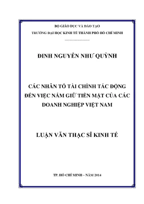 Luận văn các nhân tố tài chính tác động đến việc nắm giữ tiền mặt của các doanh nghiệp việt nam