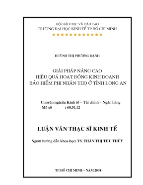 Luận văn giải pháp nâng cao hiệu quả hoạt động kinh doanh bảo hiểm phi nhân thọ ở tỉnh long an