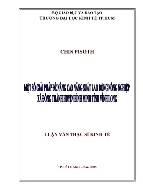 Luận văn một số giải pháp để nâng cao năng suất lao động nông nghiệp xã đông thành huyện bình minh tỉnh vĩnh long