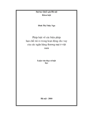 Pháp luật về các biện pháp hạn chế rủi ro trong hoạt động cho vay của các ngân hàng thương mại ở việt nam