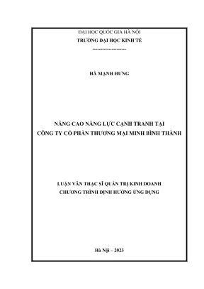 Luận văn thạc sĩ quản trị kinh doanh nâng cao năng lực cạnh tranh tại công ty cổ phần thương mại minh bình thành