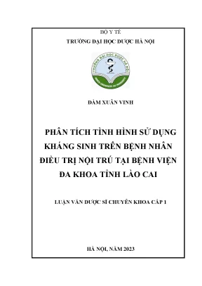 Đàm xuân vinh phân tích tình hình sử dụng kháng sinh trên bệnh nhân điều trị nội trú tại bệnh viện đa khoa tỉnh lào cai luận văn dược sĩ chuyên khoa cấp 1