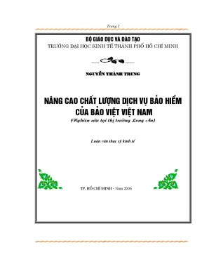 Luận văn nâng cao chất lượng dịch vụ bảo hiểm của bảo việt việt nam nghiên cứu tại thị trường long an luận văn thạc sĩ
