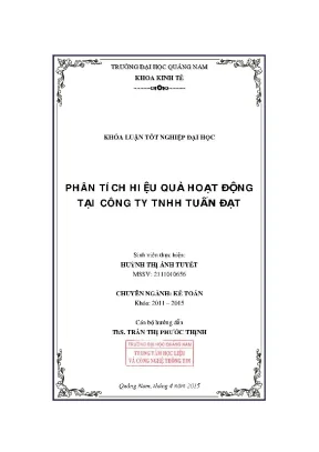 0612 phân tích hiệu quả hoạt động tại công ty tnhh tuấn đạt huỳnh thị ánh tuyết luận văn đh quảng nam