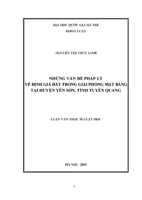 Những vấn đề pháp lý về định giá đất trong giải phóng mặt bằng tại huyện yên sơn tỉnh tuyên quang