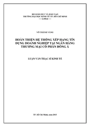 Luận văn hoàn thiện hệ thống xếp hạng tín dụng doanh nghiệp tại ngân hàng tmcp đông á