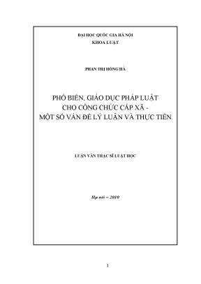 Phổ biến giáo dục pháp luật cho công chức cấp xã một số vấn đề lý luận và thực tiễn