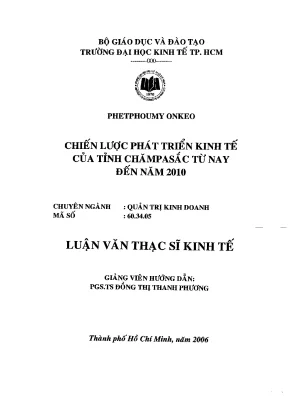 Luận văn chiến lược phát triển kinh tế của tỉnh chăm pa sắc từ nay đến năm 2010 luận văn thạc sĩ