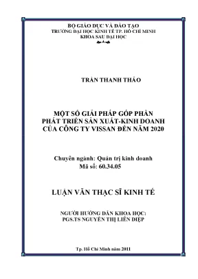 Luận văn một số giải pháp góp phần phát triển sản xuất kinh doanh của công ty vissan đến năm 2020