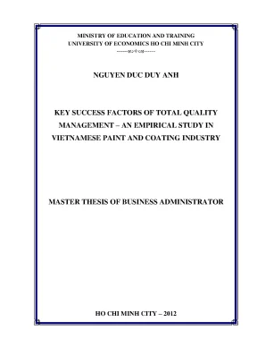 Luận văn key success factors of total quality management an empirical study in vietnamese paint and coating industry