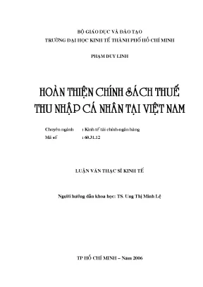 Luận văn hoàn thiện chính sách thuế thu nhập cá nhân tại việt nam