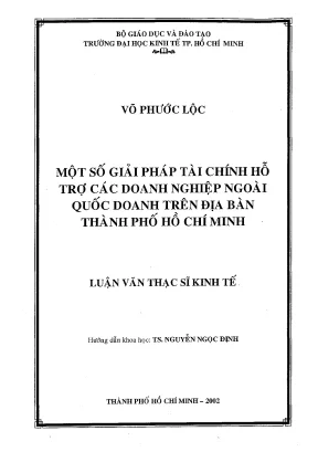 Luận văn một số giải pháp tài chính hỗ trợ các doanh nghiệp ngoài quốc doanh trên địa bàn tp hồ chí minh luận văn thạc sĩ